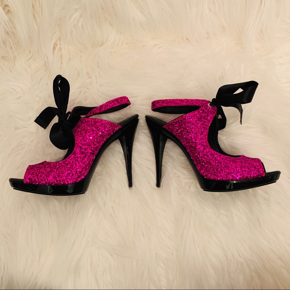 Betsey Johnson Pink Glitter Heels